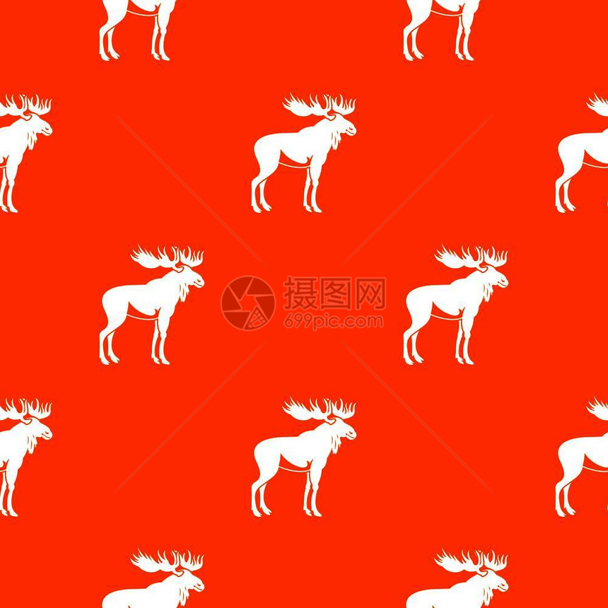 红色背景动物无缝重复插图背景图  图片