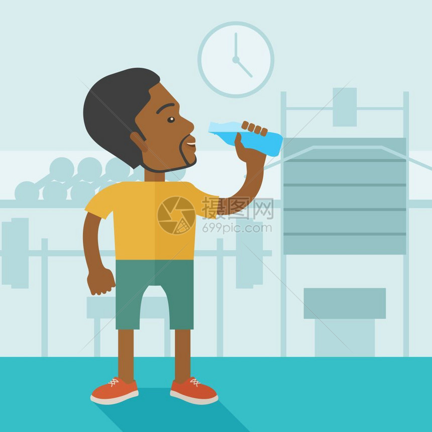 喝水的非裔男子图片
