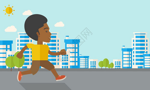非裔美国人在街头跑步插画图片