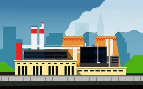 环境工厂建筑矢量插画背景图片
