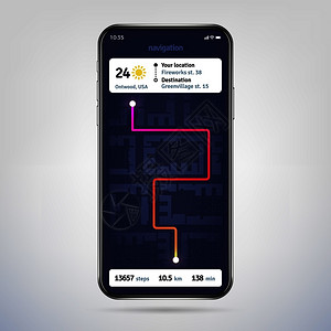在线导航员应用程序gps电话屏幕导航应用程序矢量eps10移动电话城市导航示例城市导航在线员应用程序10插画