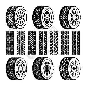 轮胎纹理赛车轮胎的形状及保养插画