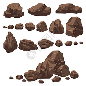 岩石块山地卡通风景的地质花岗岩巨石设计图片