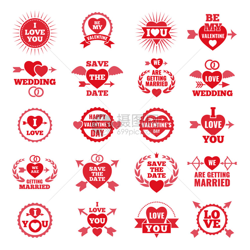 结婚日的徽章图标图片