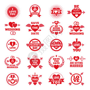 婚礼ICON结婚日的徽章图标插画