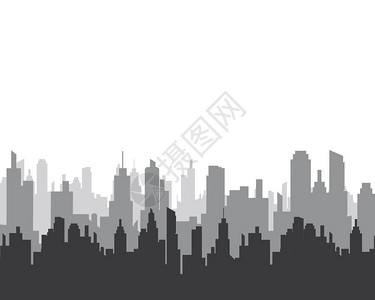 城市建筑剪影矢量插画图片