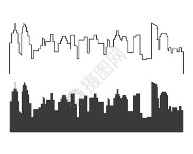 城市建筑剪影矢量插画背景图片