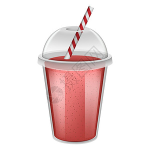 超市塑料杯红色饮料塑料杯模型插画