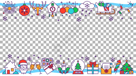 圣诞装饰元素透明背景上的生日贺卡装饰元素插画