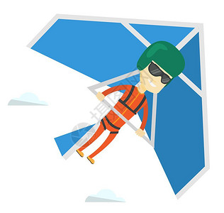 乘滑翔机飞行的运动员平面设计插图图片