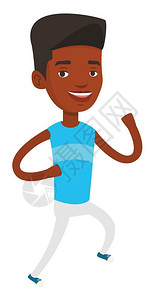 跑步的黑人男性卡通矢量插画图片
