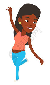 快乐舞蹈队非洲女孩卡通矢量插画图片