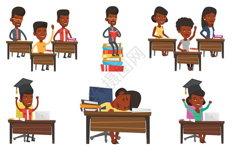 非洲毕业生阅读和在线教育组图高清图片