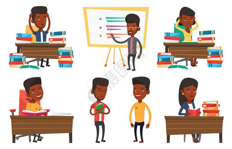 非洲学生阅读和在线教育组图背景图片