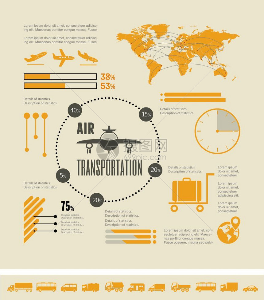 运输信息图模板的矢量元素运输信息图片