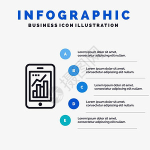 图形分析信息图形移动图形线标带有5个步骤演示背景信息图表图片