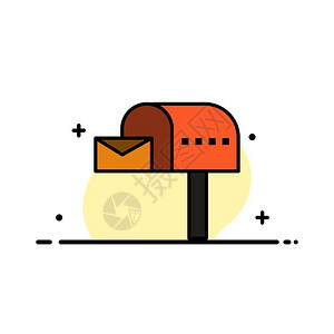 复古信箱信箱电子邮件箱式商业平板线路插画
