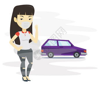 减少汽车交通污染的年轻女人图片