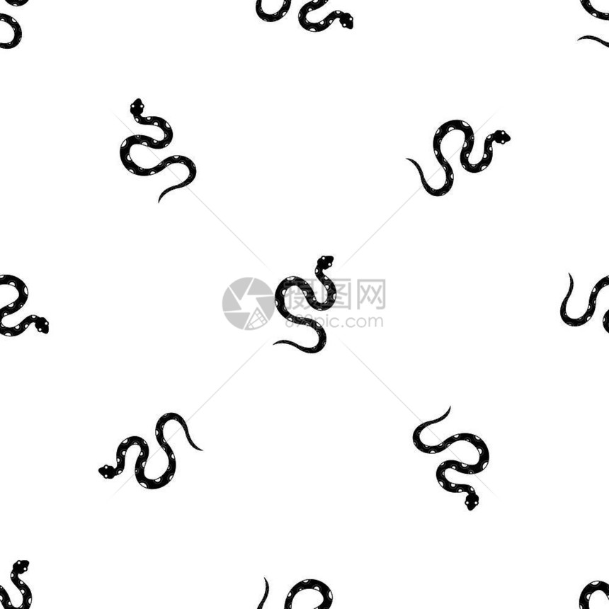 毒蛇无缝黑白图案矢量设计元素图片