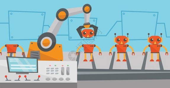 工厂人玩具制造商生产机器人插画