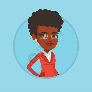 戴着智能眼镜的非洲女士卡通矢量插画图片