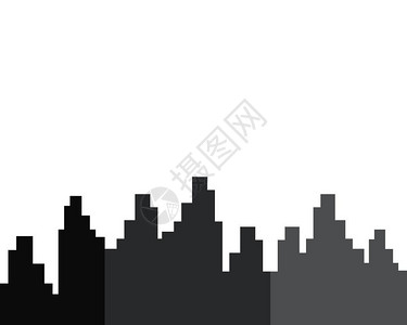 黑白灰背景现代城市几何矢量插图插画