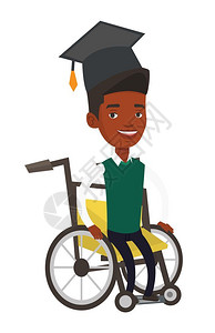 坐在轮椅上的年轻毕业生图片