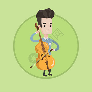 演奏大提琴的音乐家卡通矢量插画图片