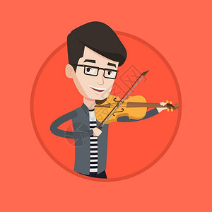 小提琴家演奏小提琴的年轻音乐家卡通矢量插画插画