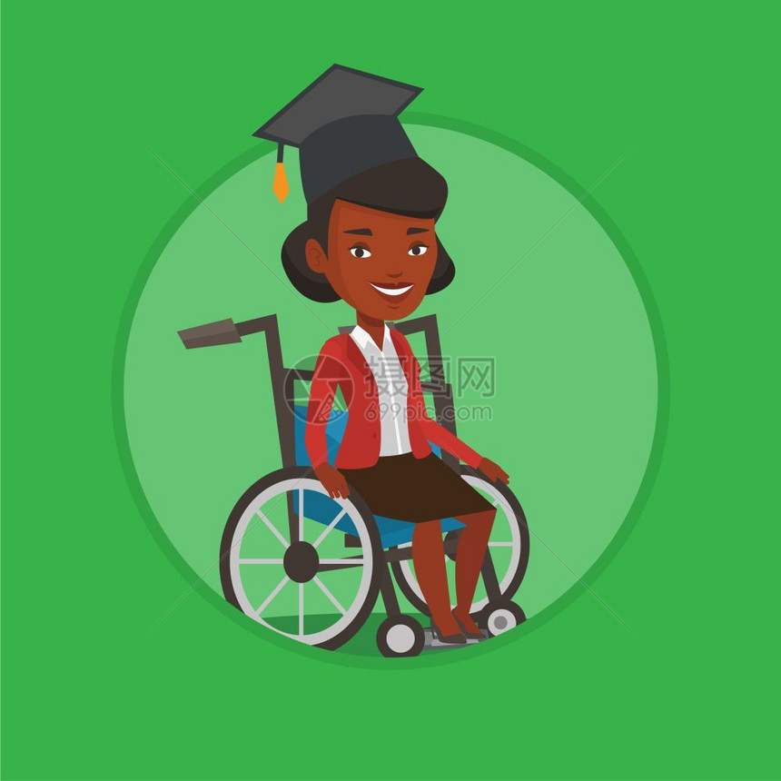 坐在轮椅上的非洲美国学生图片