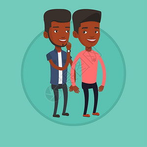 窃窃私语的两个非洲男青年卡通矢量插画插画