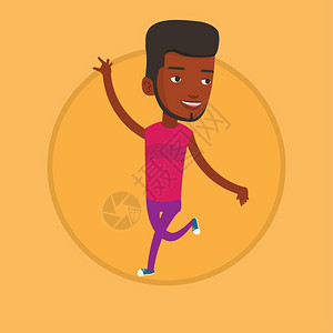 翩翩起舞的非洲男青年卡通矢量插画图片