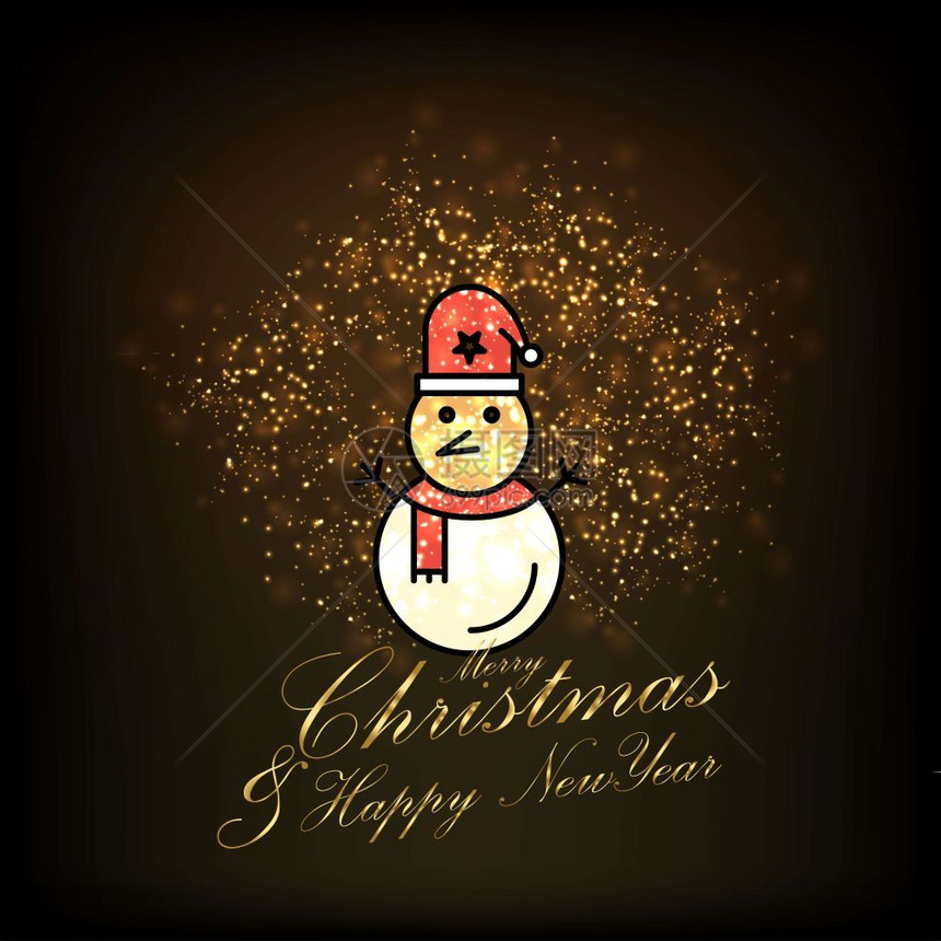 圣诞快乐和圣诞雪人卡通闪光背景图片