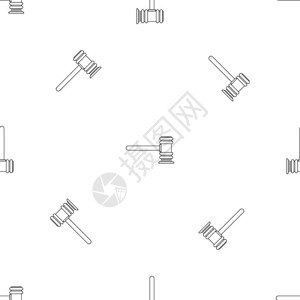 法官锤无缝重复图案矢量卡通元素背景图片