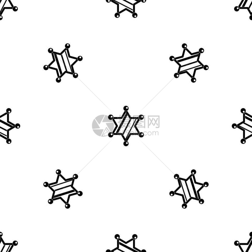 六角星无缝黑色重复图案卡通矢量元素图片