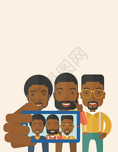 美国羚羊谷摄影3个快乐的黑人男子自拍插画