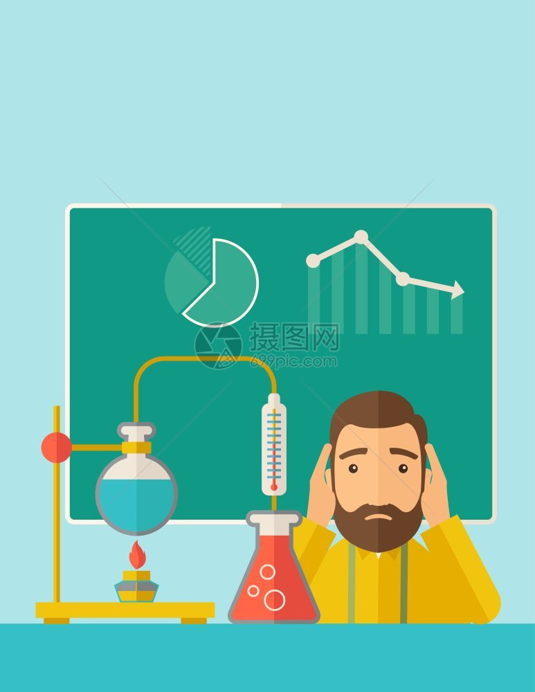 一位面部表情惊恐的科学教师图片