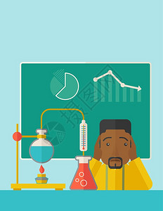 民族科学表情害怕的非洲科学教师插画