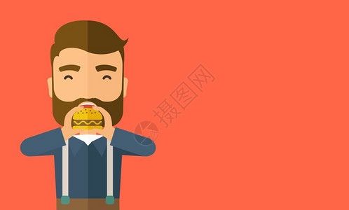 一个吃汉堡的人图片