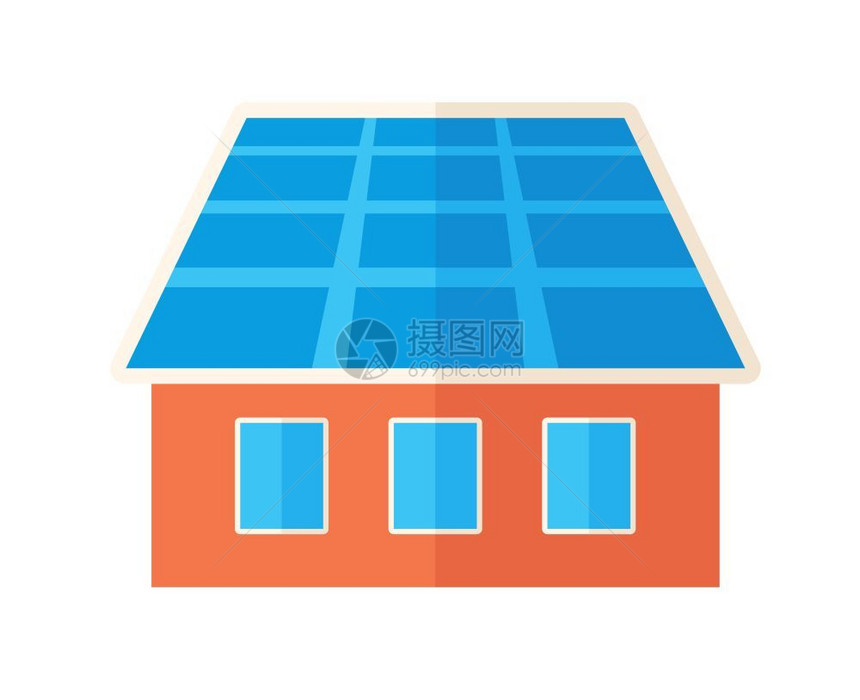 太阳能电池板房屋矢量插画图片