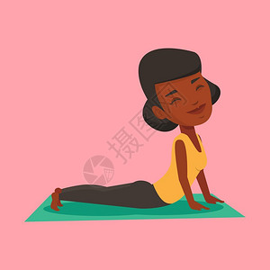 趴下做瑜伽的黑人插画