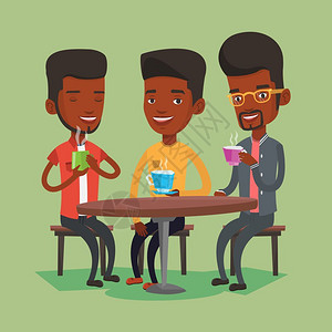 非洲咖啡一群聚会的朋友插画
