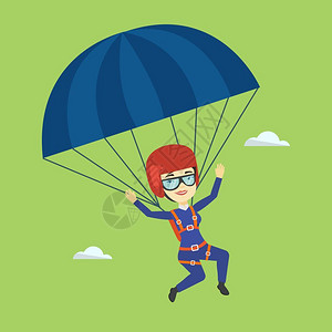 戴护目镜的女人乘降落伞飞行图片