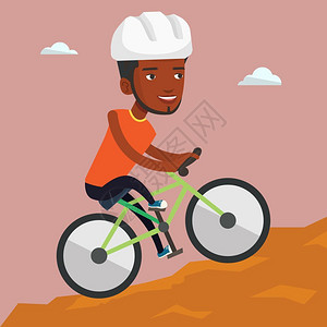 骑着山地自行车的年轻黑人图片