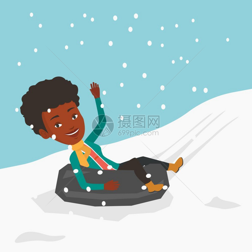 在雪地滑行的黑人图片