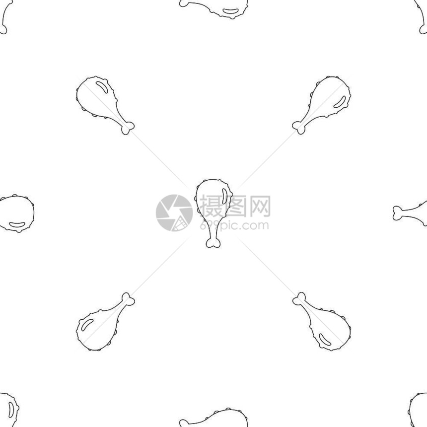 鸡腿无缝重复图案卡通矢量元素图片