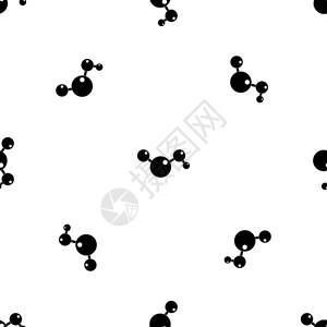 化学和物理原子以黑色无缝重复图片