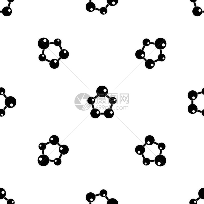 化学和物理原子以黑色无缝重复图片