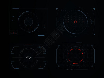 十字准线全息图触摸屏幕高技术矢量设计面板插画