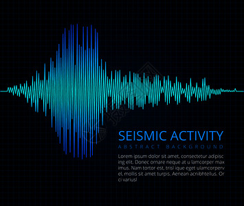 波浪黑色边框地震频率波图活动矢量抽象科学背景图表地震振动幅图矢量抽象科学背景插画